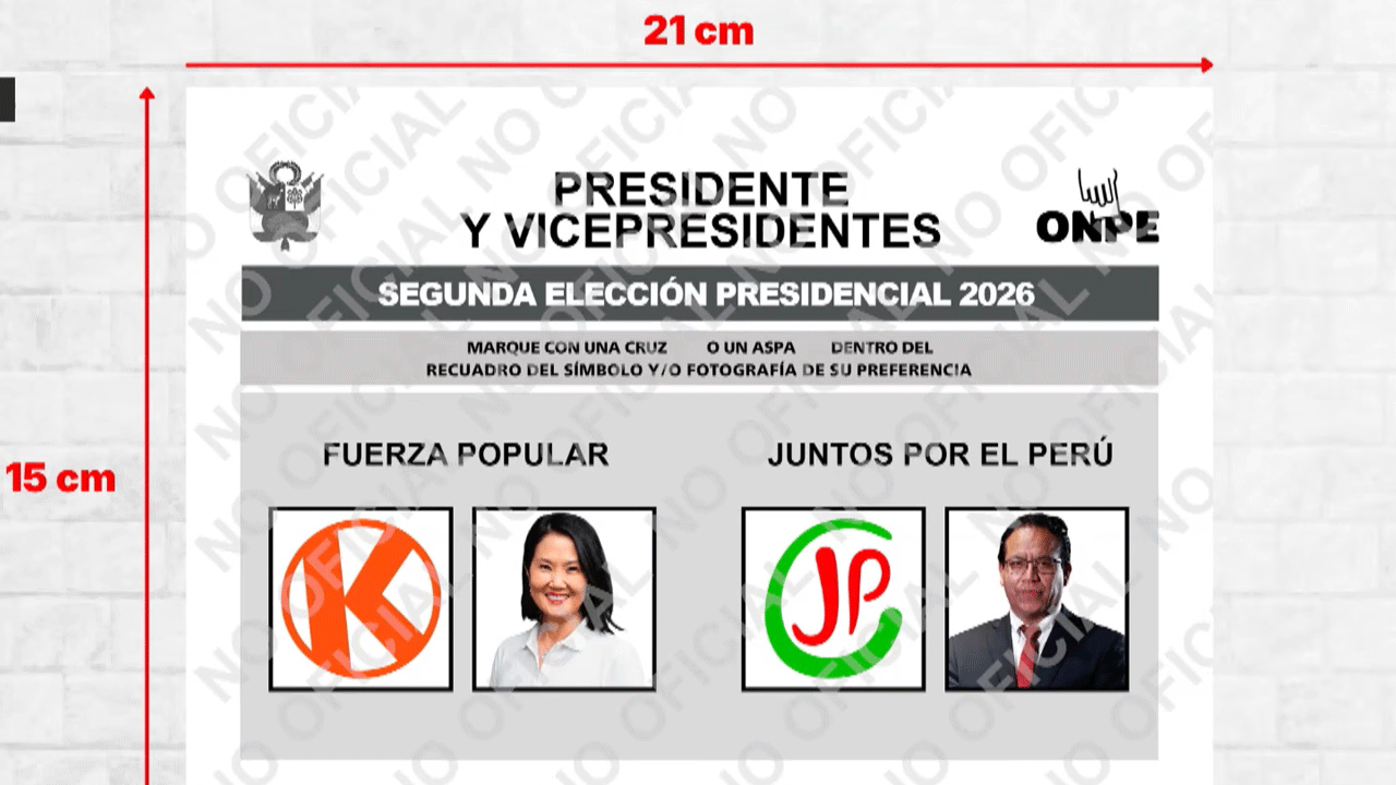 Así sería la cédula electoral de la segunda vuelta