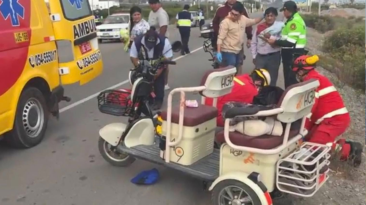   Mejía: adultos mayores sufren accidente en trimoto